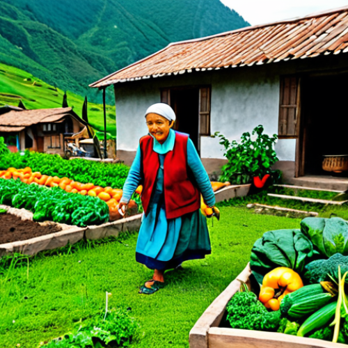 Outdoor Scene**

"A vibrant scene of a family-friendly Blue Zone village nestled in a lush, mountainous landscape, safe for work. An elderly woman with perfect anatomy, fully clothed in modest, traditional clothing, tends to a garden overflowing with colorful vegetables. A younger man, also fully clothed and in appropriate attire, helps her. In the background, other villagers engage in gentle activities like walking and socializing. Bright, natural lighting, professional photography, correct proportions, natural pose, appropriate content."

**